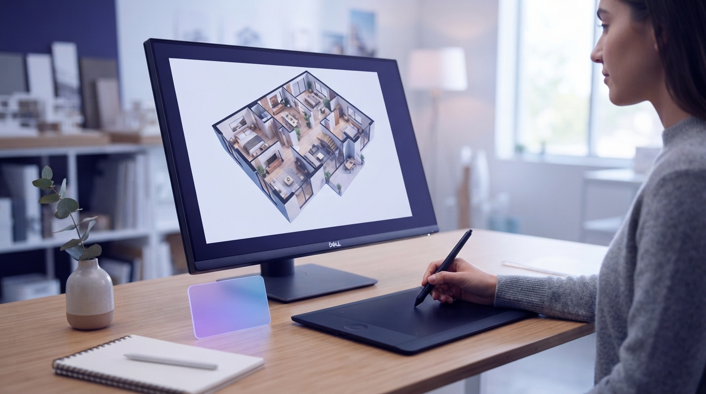 3D floor plan rendering — illustration